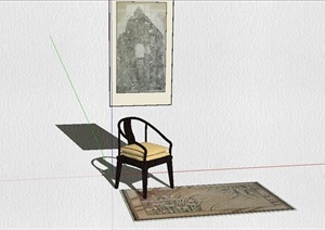 古典中式风格太师椅设计SU(草图大师)模型