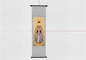 古典中式风格挂轴画设计SU(草图大师)模型