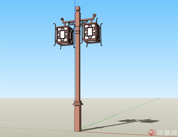 古典中式风格街道路灯设计SU模型(1)