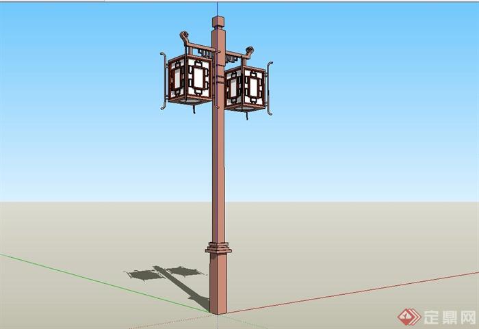 古典中式风格街道路灯设计SU模型(2)