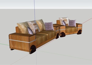 某现代风格住宅空间沙发设计SU(草图大师)模型