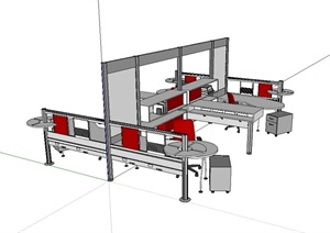 某现代办公室办公桌椅设计SU(草图大师)模型