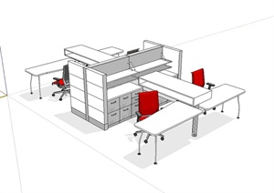 现代风格办公空间桌椅设计SU(草图大师)模型