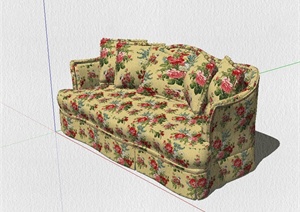 某现代风格三人座沙发设计SU(草图大师)模型