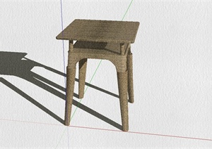 中式藤编坐凳设计SU(草图大师)模型