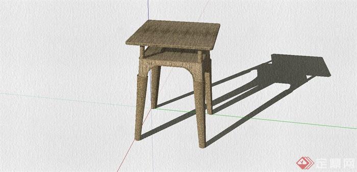 中式藤编坐凳设计SU模型(2)