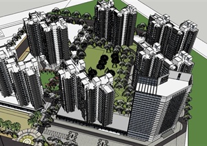 粤海国际高层居住小区建筑设计SU(草图大师)模型