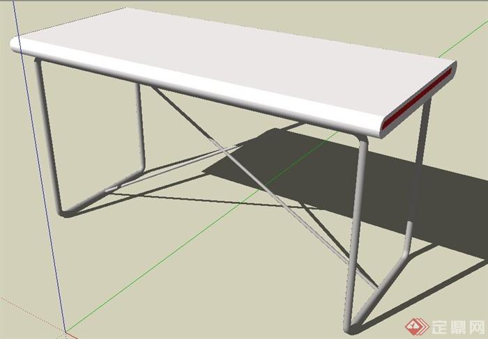 简约阅读桌桌子su模型(1)