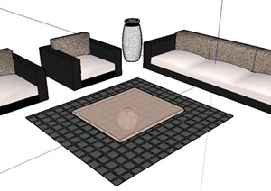 简洁沙发、茶几SU(草图大师)模型