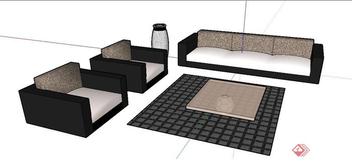简洁沙发、茶几su模型(2)