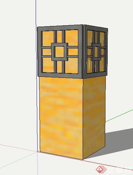 简约小长方体灯柱su模型(1)