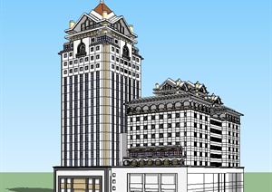某市大酒店建筑设计SU(草图大师)模型