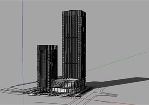 现代风格超高层办公酒店综合建筑设计SU(草图大师)模型