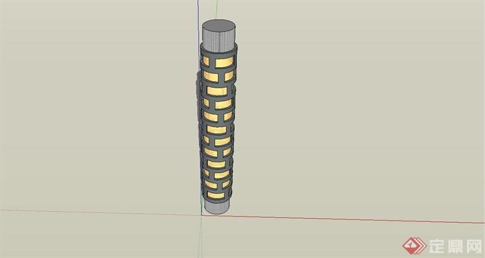 现代风格圆柱室外景观灯设计SU模型(2)
