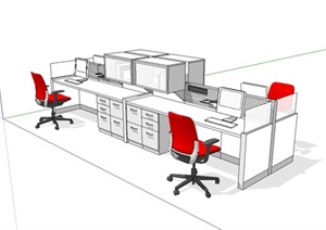 办公桌椅组合设计SU(草图大师)模型
