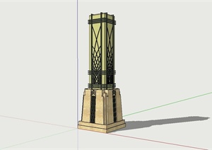精致新古典风格景观灯柱设计SU(草图大师)模型