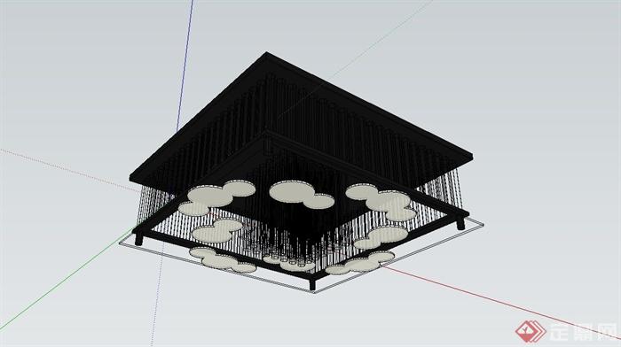 现代风格客厅吸顶灯设计SU模型(1)