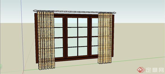 某现代风格窗子窗帘设计SU模型(1)