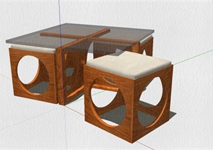 现代桌椅套组设计SU(草图大师)模型