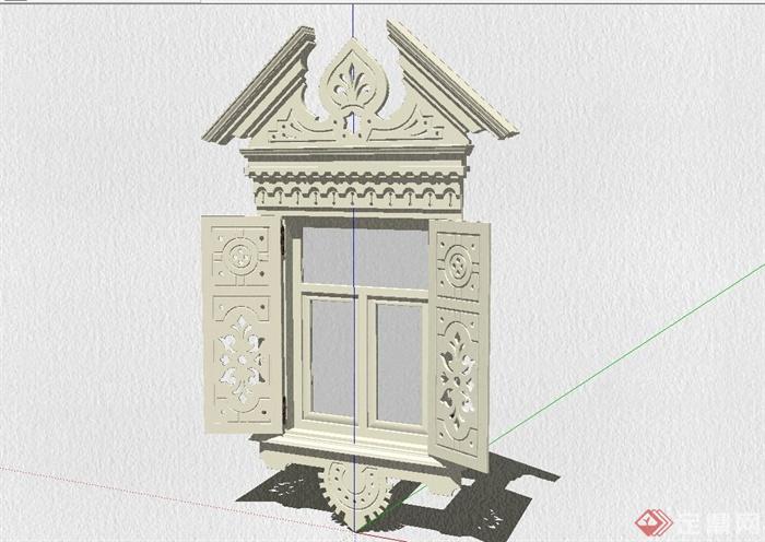欧式雕刻窗框设计SU模型(1)
