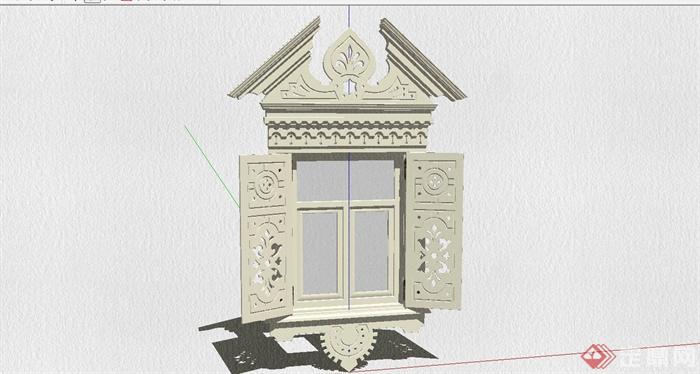 欧式雕刻窗框设计SU模型(2)