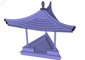 古典中式风格三角亭设计SU(草图大师)模型