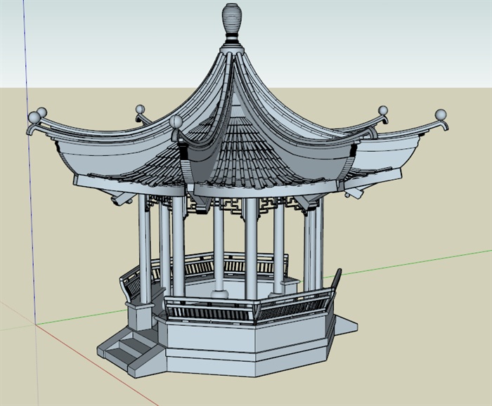 古典中式风格八角景观亭设计su模型