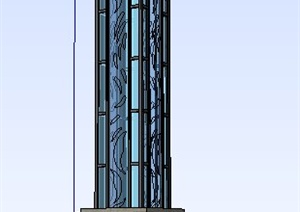 中式玻璃灯柱景灯SU(草图大师)模型