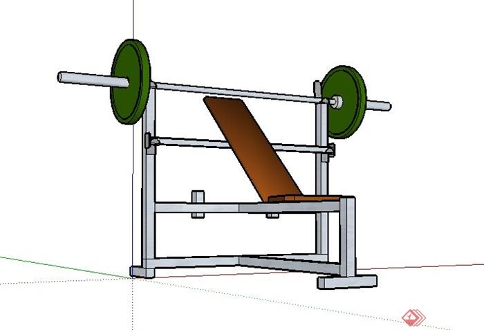 重量训练椅座健身设施su模型(2)