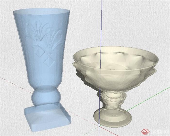 玻璃摆件花瓶su模型(1)
