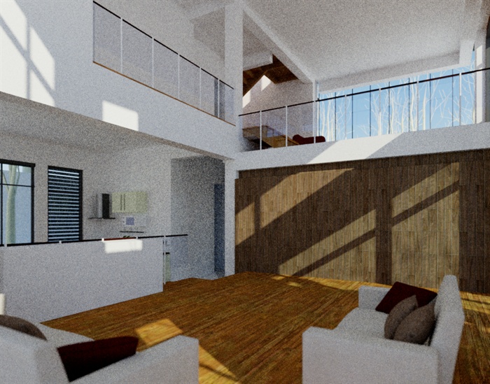 某现代风格小住宅楼建筑设计su模型含室内