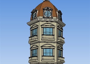 欧式古堡塔楼设计SU(草图大师)模型