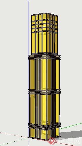 黄色玻璃灯柱su模型(1)