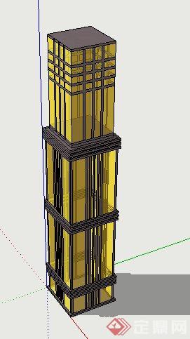 黄色玻璃灯柱su模型(2)