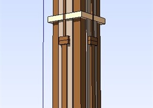 简约棕色灯柱设计SU(草图大师)模型