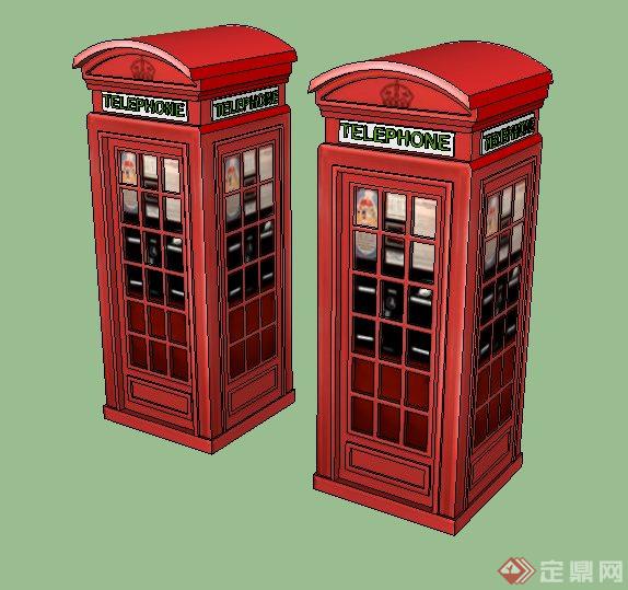 两款红色公用电话亭Su模型(2)