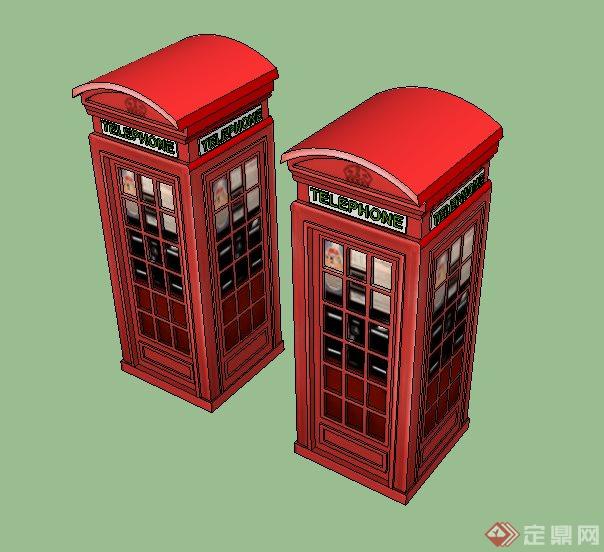 两款红色公用电话亭Su模型(3)