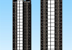 现代商铺及高层住宅楼建筑SU(草图大师)模型
