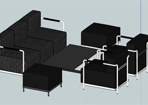 简约黑色沙发茶几设计SU(草图大师)模型