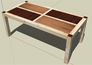 木材拼接餐桌咖啡桌Su模型
