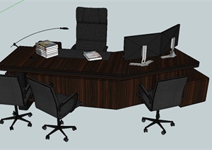 现代风格老板桌设计SU(草图大师)模型