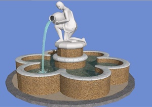 欧式雕塑喷泉设计SU(草图大师)模型
