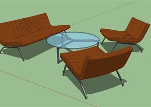 现代休闲沙发椅茶几组合设计SU(草图大师)模型