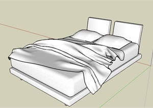 现代简洁双人床设计SU(草图大师)模型