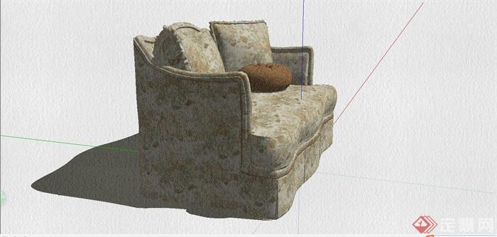 欧式田园风沙发设计SU模型(3)