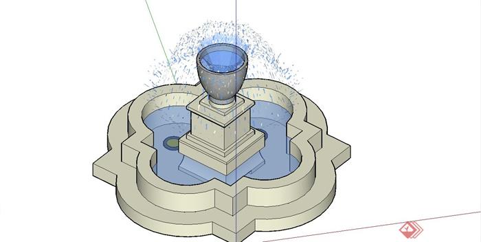某简约现代风格喷泉水池设计SU模型(1)