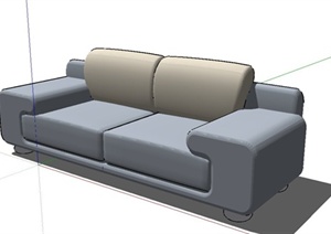 现代风格简约双人沙发设计SU(草图大师)模型