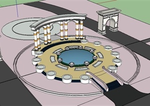 欧式公园入口景观设计SU(草图大师)模型