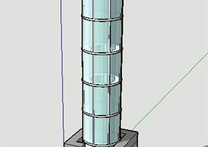 玻璃圆柱灯柱设计SU(草图大师)模型