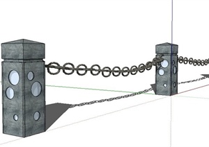 铁链栏杆设计SU(草图大师)模型